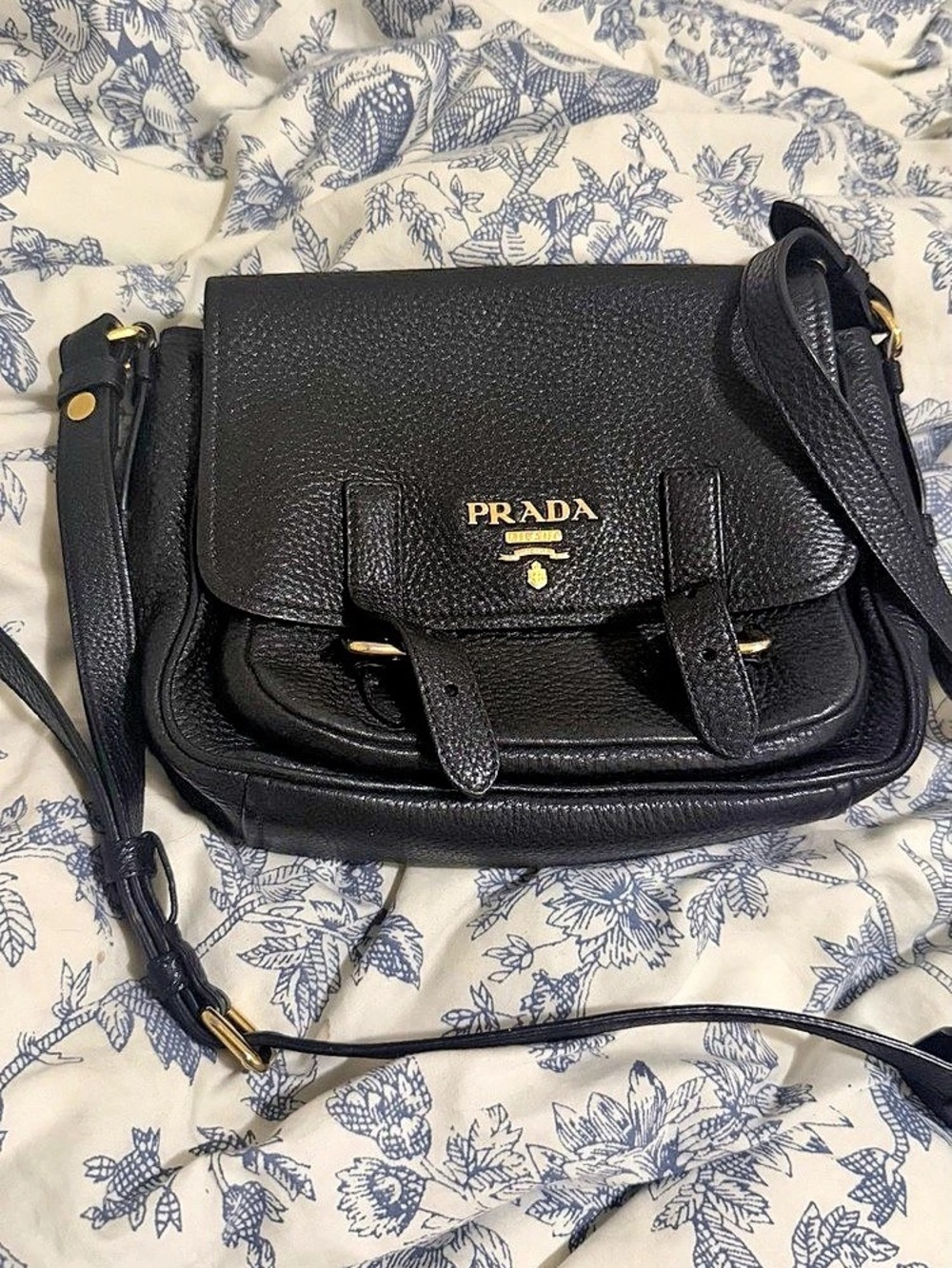 prada double buckle messenger bag